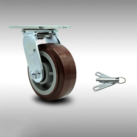 Service Caster 5 Inch SS Polyurethane Swivel Caster with Roller Bearing and Swivel Lock SCC SCC-SS30S520-PPUR-BSL